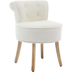 Teddy Fleece Upholstered Vanity Stool