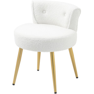 Teddy Fleece Dressing Table Stool with Iron Legs