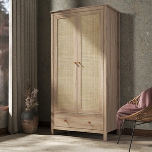 Willow Rattan 2 Door Double Wardrobe with 1 Drawer