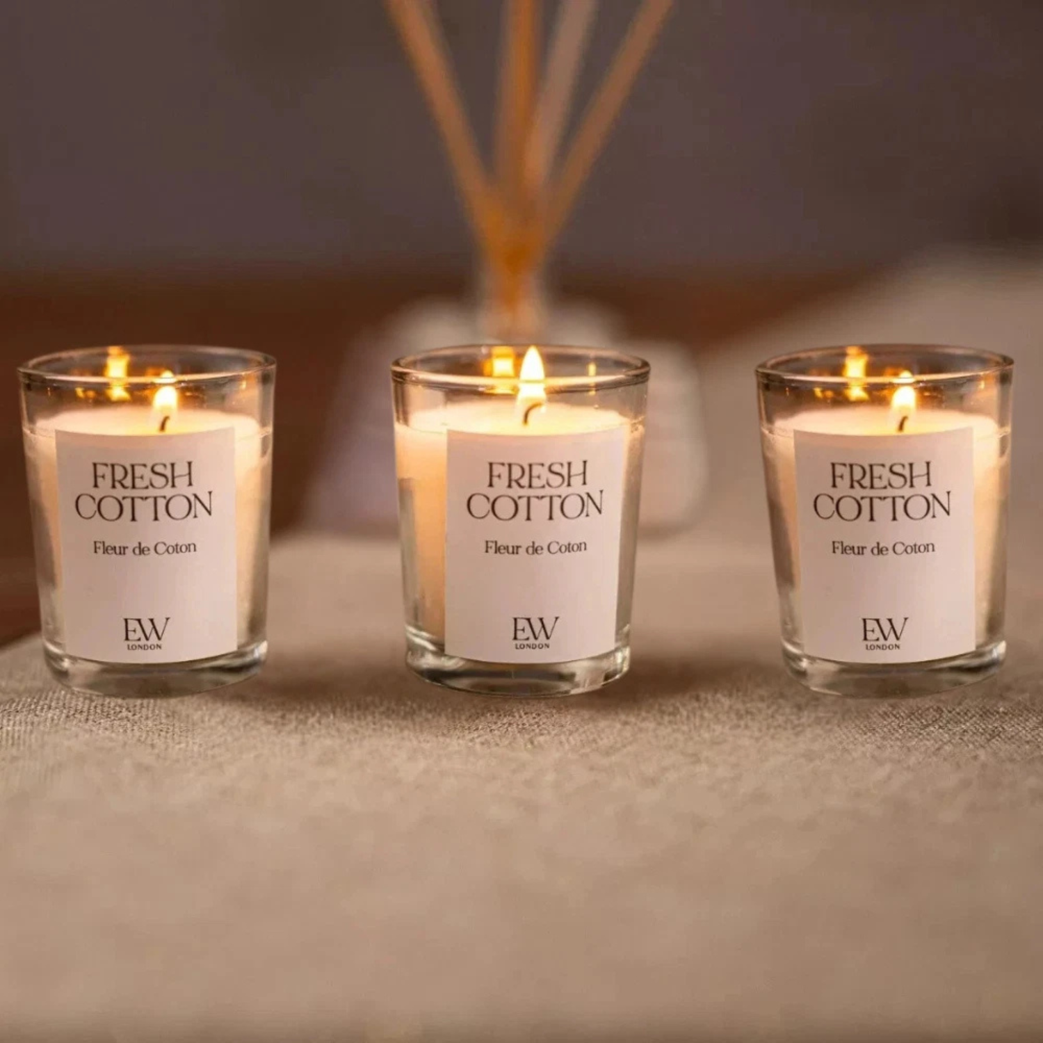 Set of 3 Scented Candle Gift Boxed Set - Cream