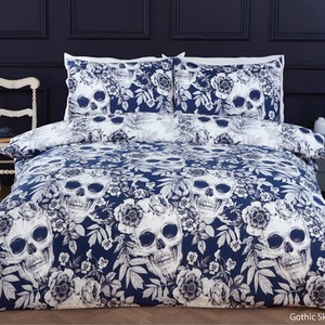Gothic Skulls Reversible Microfibre Duvet Set with Pillowcase
