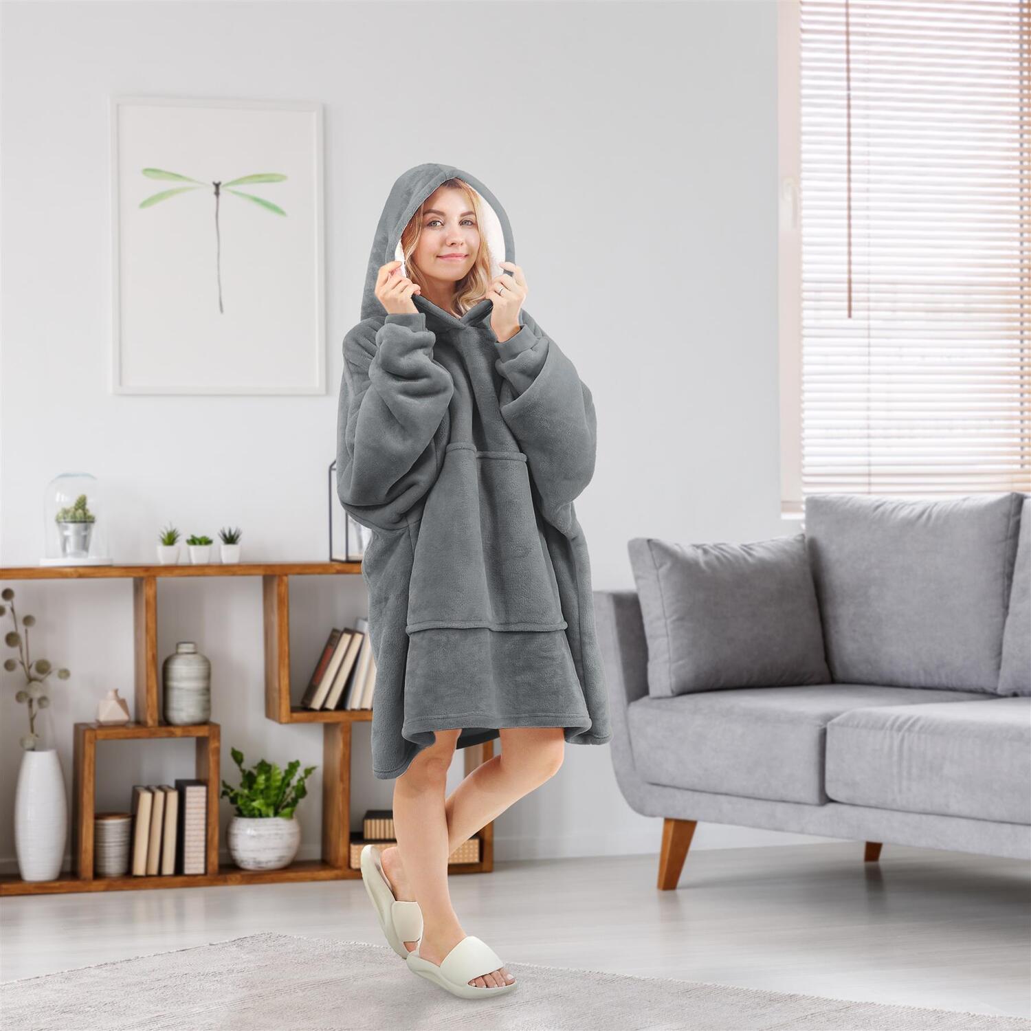 Flannel Hoodie Pants Set AURORRAN Heated Oversized Hoodie Blanket 
