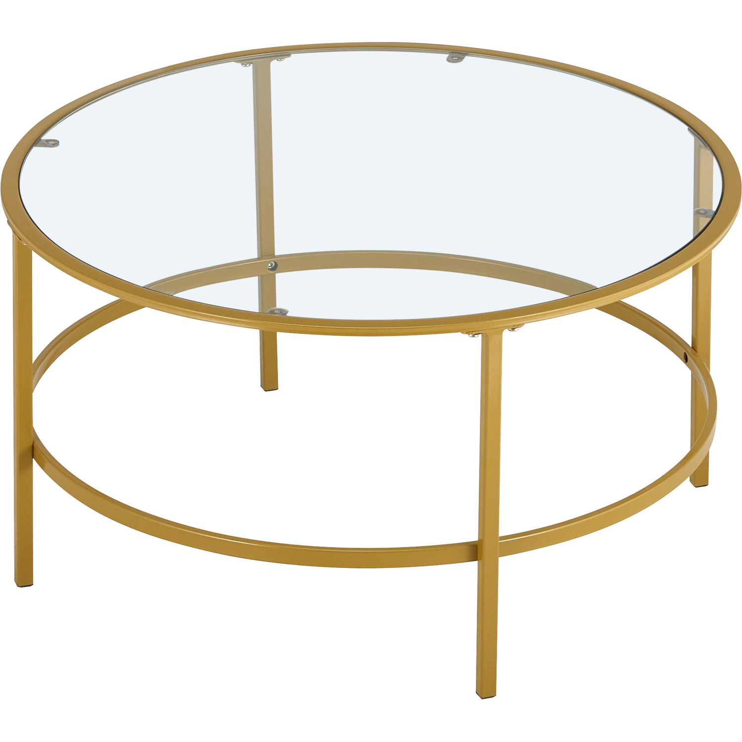Round Coffee Table With Tempered Glass Top - Gold