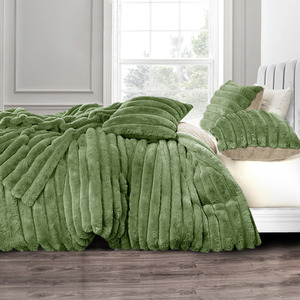Plush Supersoft Jumbo Cord Cosy Bedding Set Olive