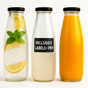 3 Pack Glass Water Bottles 500ml For Water, Juice, Milk