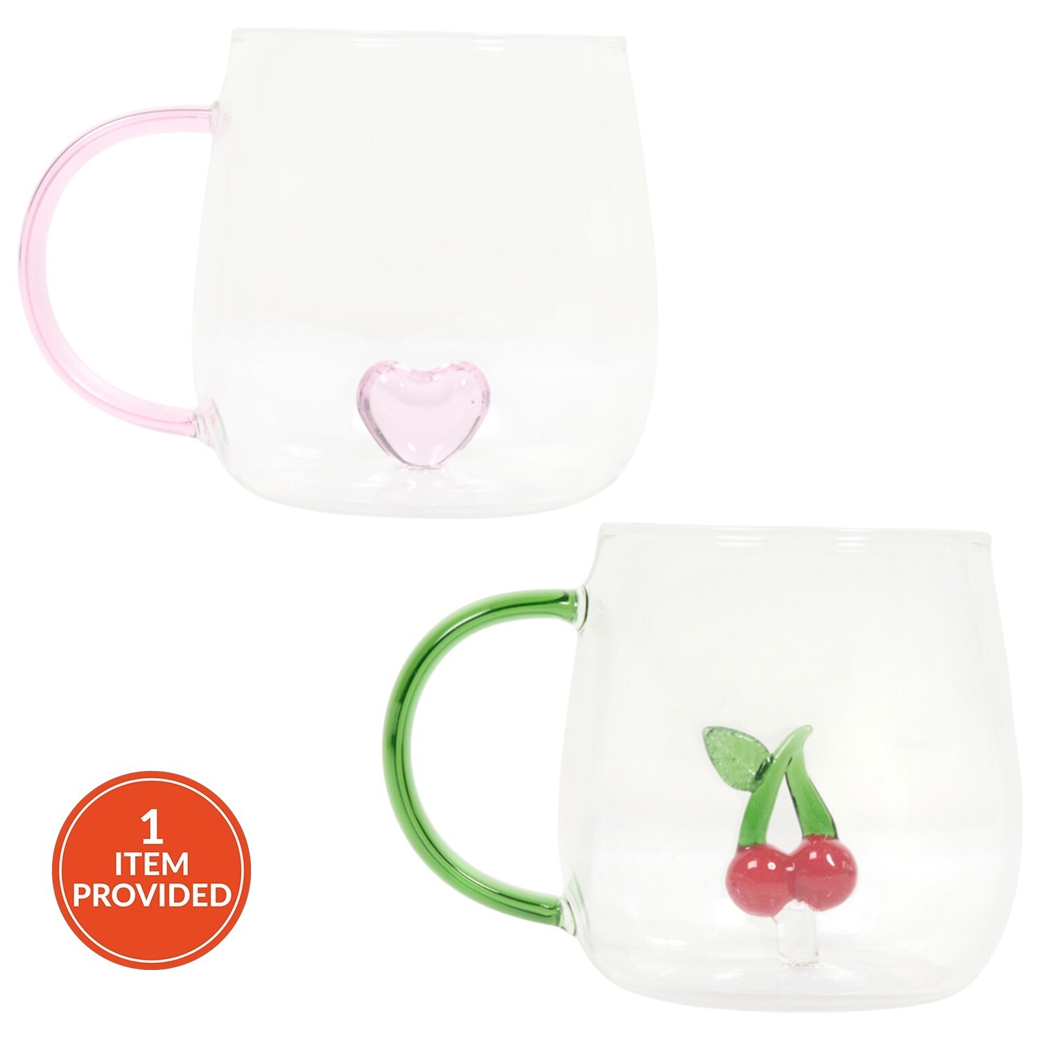 Image of 3D Heart or Cherry Glass Mug
