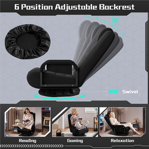 Black Yaheetech Floor Gaming Chair with Adjustable Backrest shot 11544344