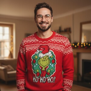 Grinch Wreath Knitted Jumper