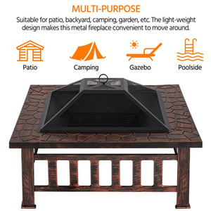 Copper Yaheetech Square Metal Fire Pit for Outdoors  shot 11671879