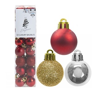 96 Mini Christmas Tree Baubles Red Gold Silver 2.5cm