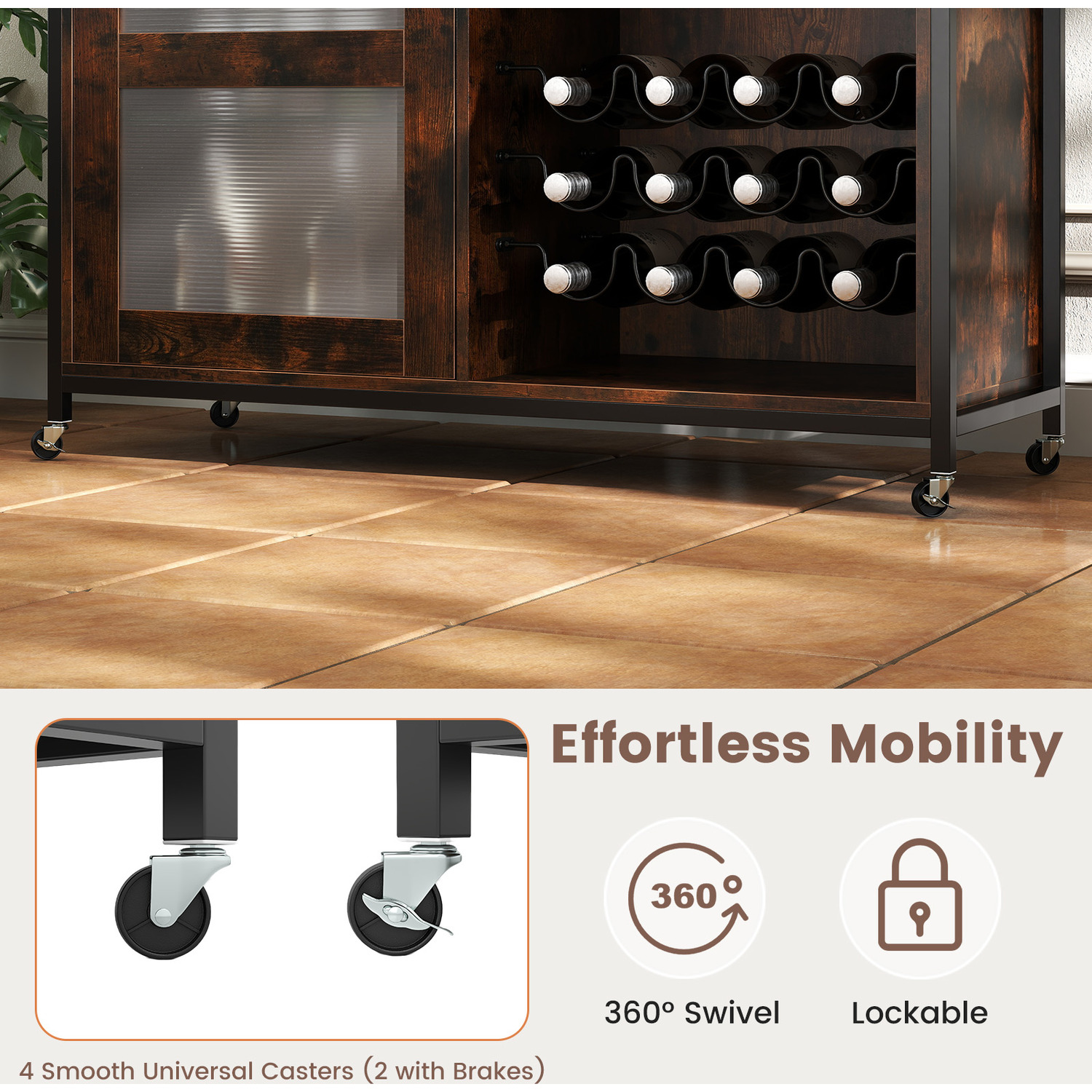 Wine Bar Cabinet - Brown