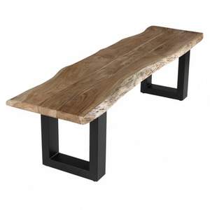 Live Edge Large Dining Bench  175cm with black Metal legs