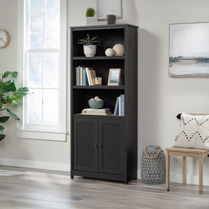 Shaker Style Bookcase with Doors Raven Oak