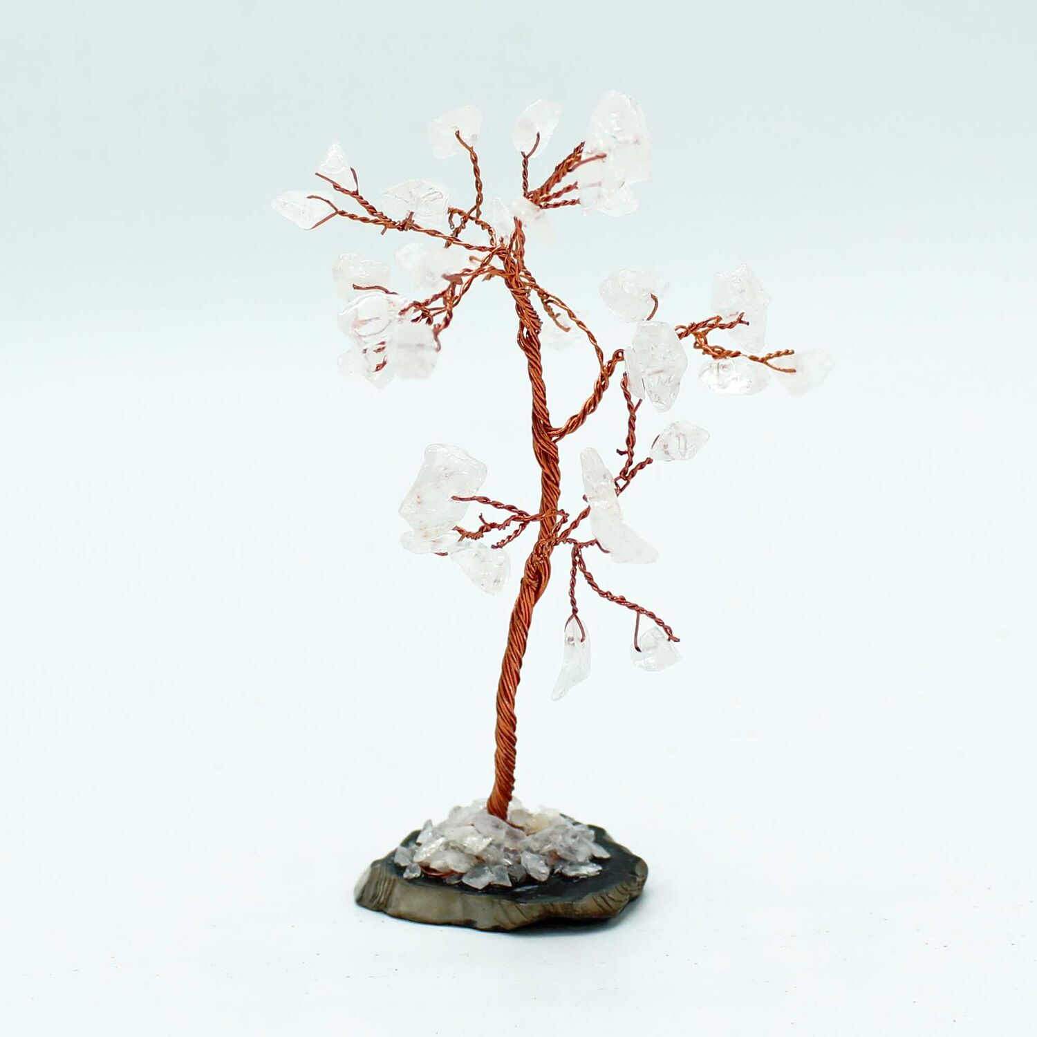 Gemstone Tree Rock Quartz On Agate Base 35 Stones - Black