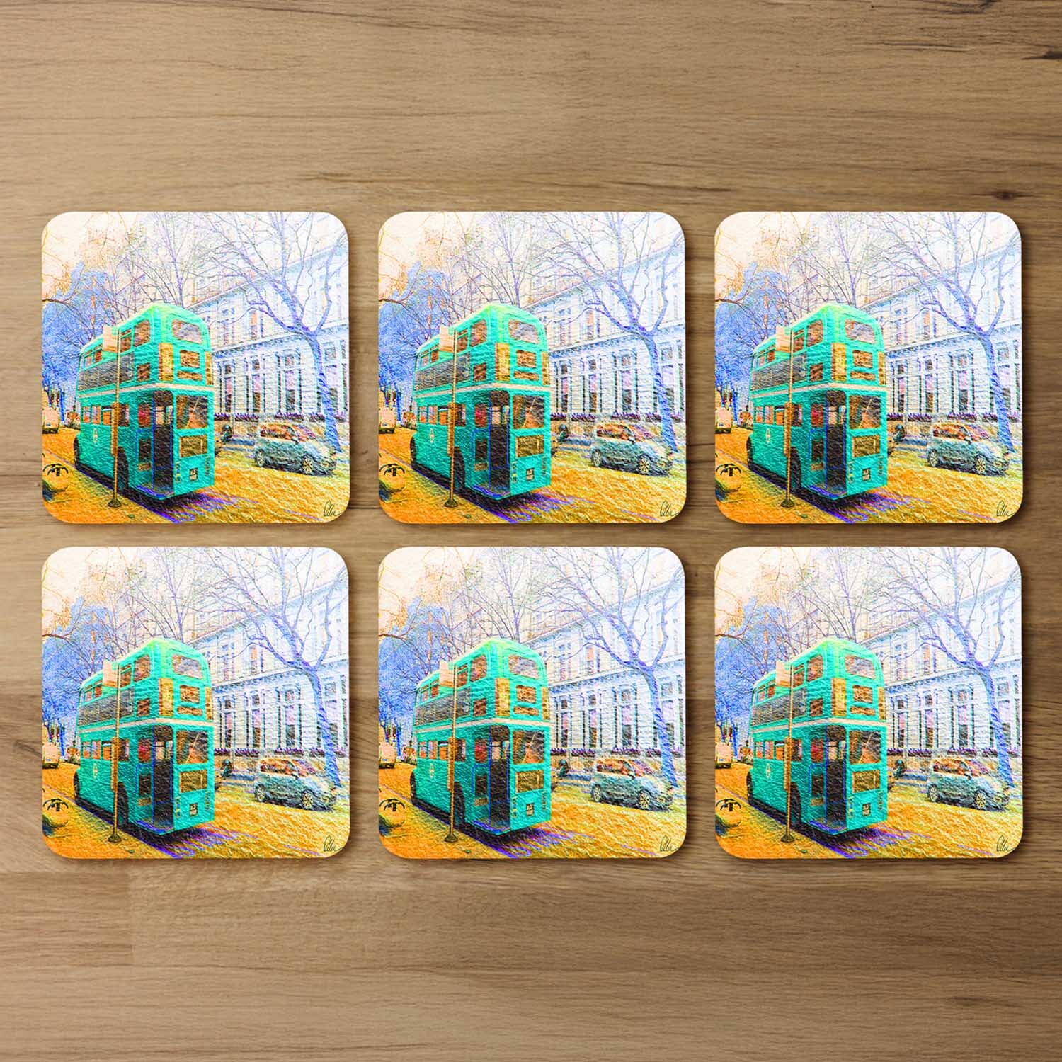 London Bus Green Rear Coaster - Green