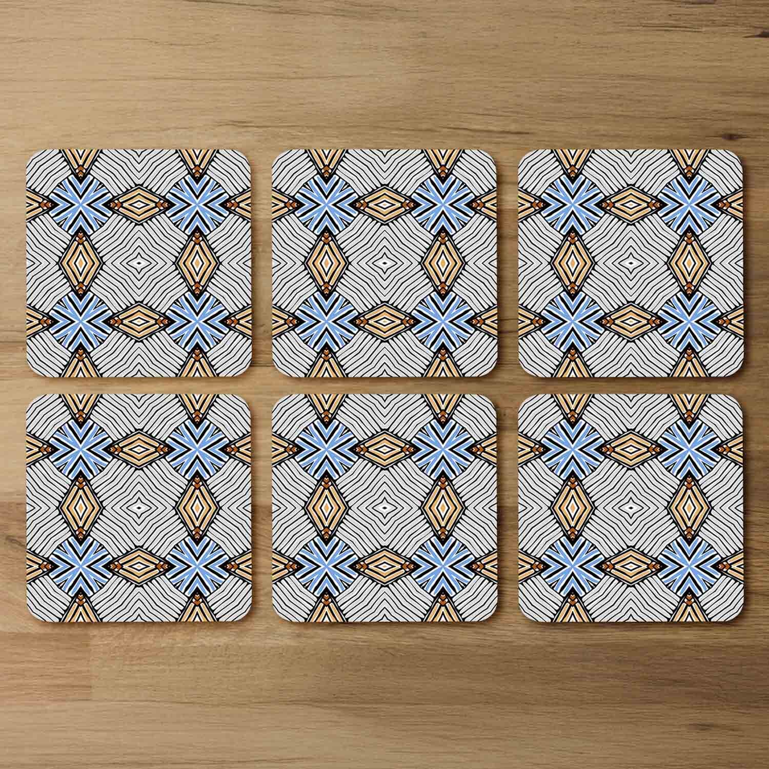 Abstract Geometric Roughly Hatched Shapes Coaster - Black