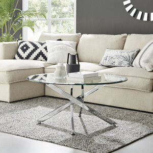 Novara Chrome and Glass Round Coffee Table