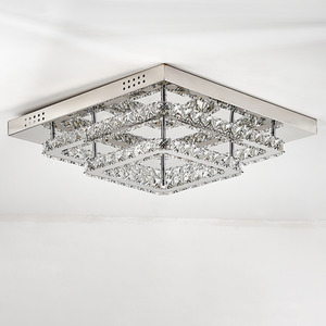 Glamorous Square LED Ceiling Light with Crystal Accents