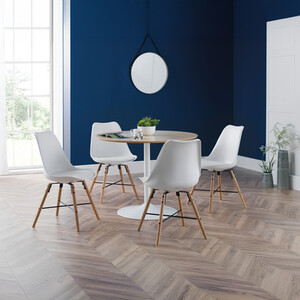 Set Of 2 Kari Chairs White Seat With Oak Legs