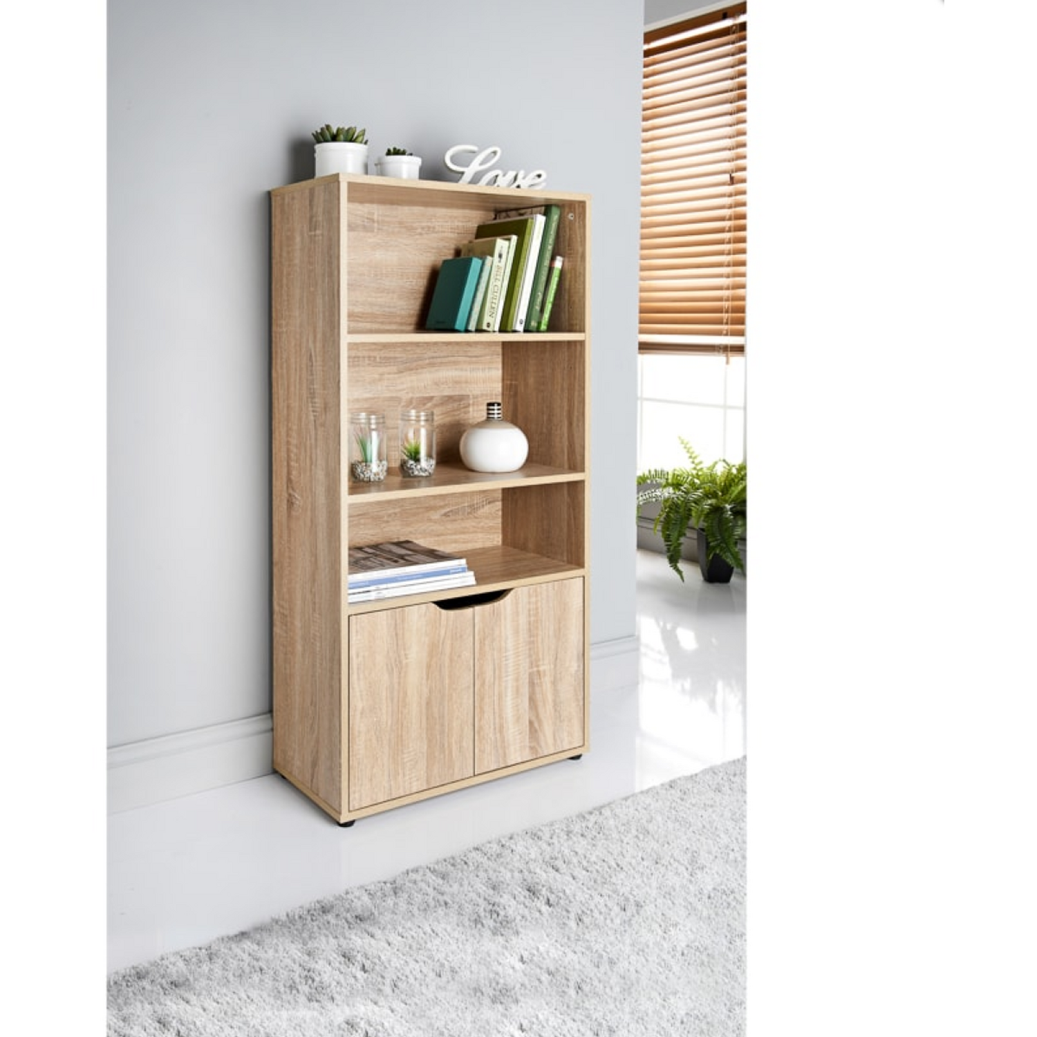 Modern Collection Wooden Bookcase Storage Unit - Oak
