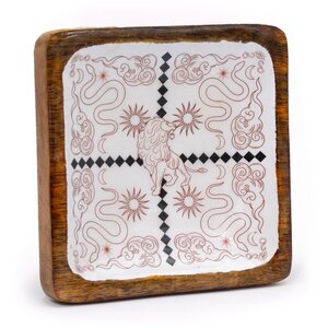 Hop Hare Big Enameled Square Trinket Tray Lion Snakes Jewelry Holder