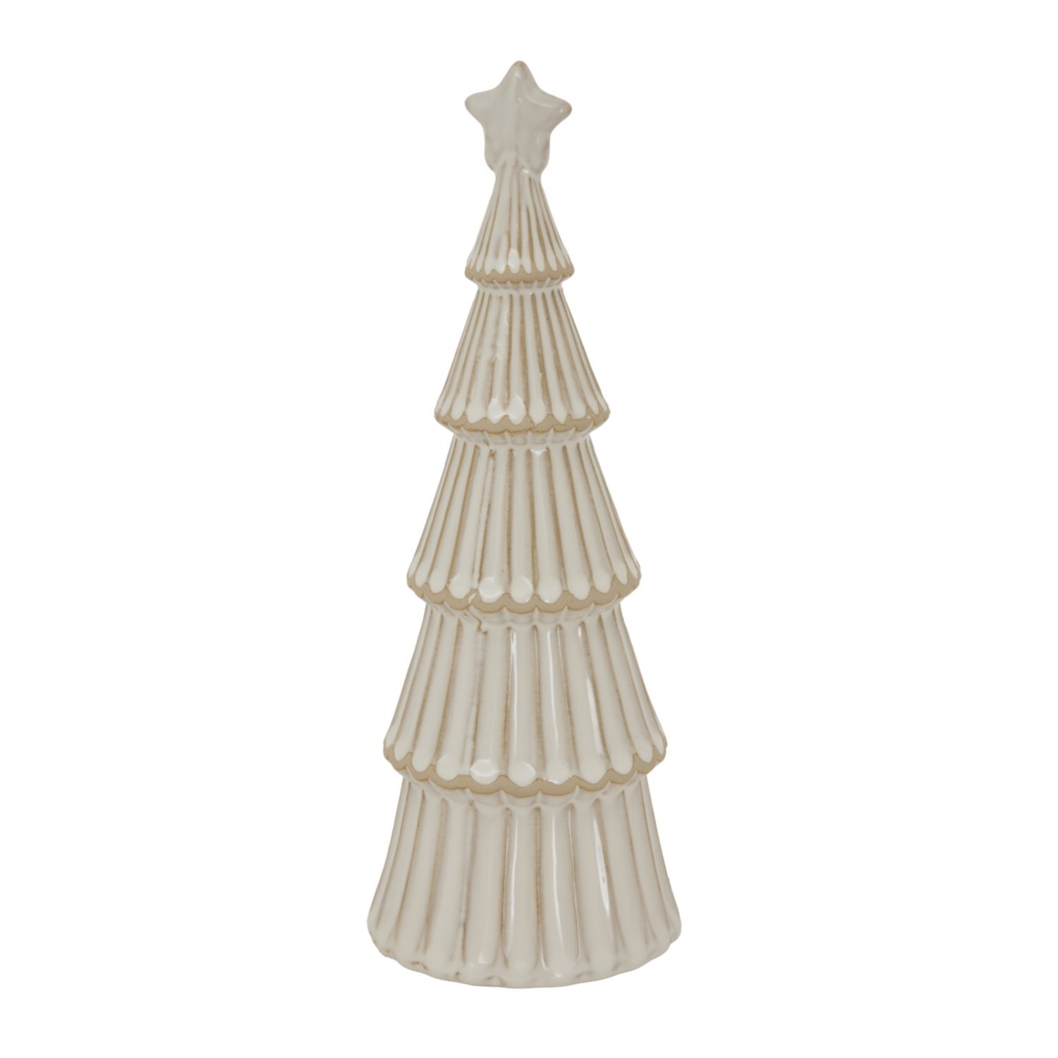 Large Alora Ceramic Snowy Tree With Star Winter Decor Centerpiece - Brown