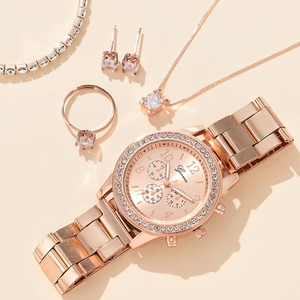 Elegant Women Watch and Jewellery Gift Set 5 Piece