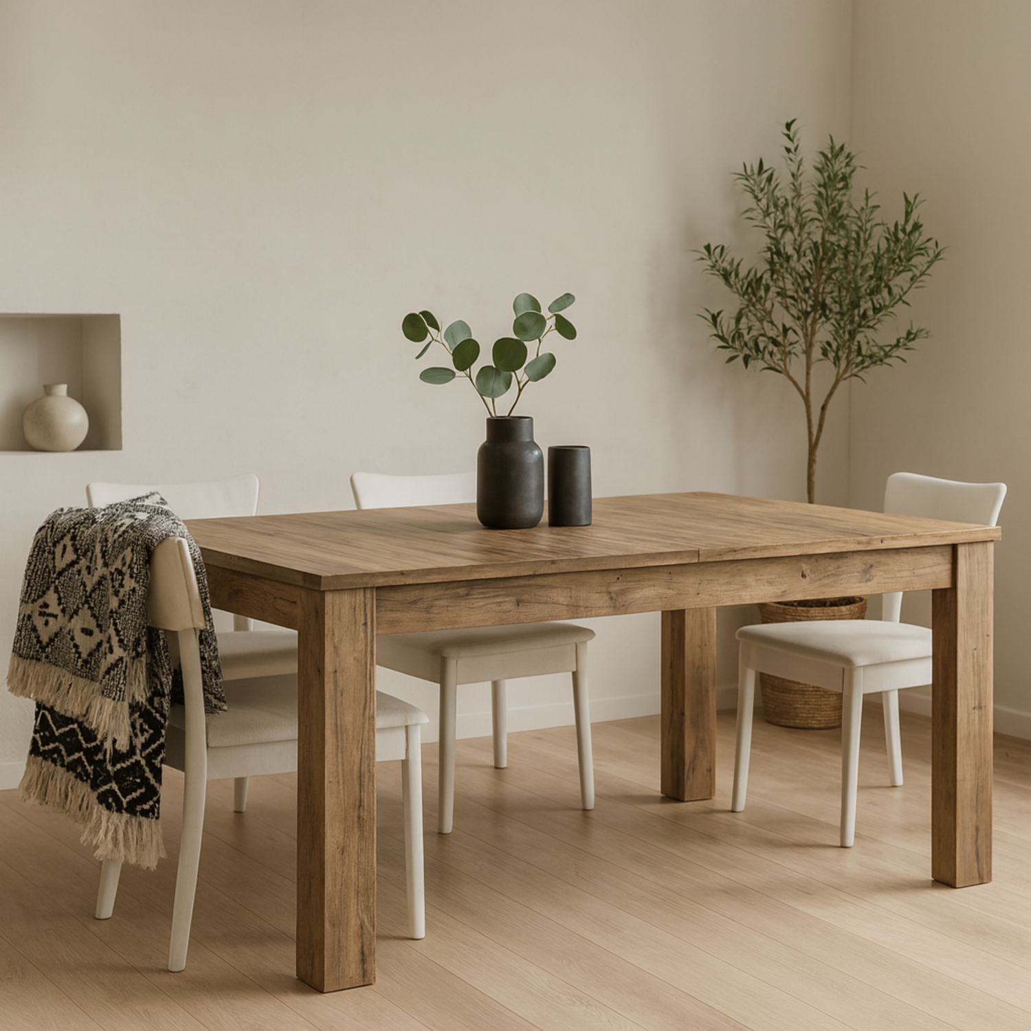 Wyld Haus Juniper Extending 6-Seater Chestnut Wood-Effect Dining Table - Natural