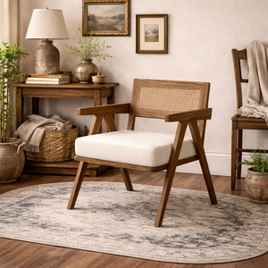 Wyld Haus Martone Ecru Woven Accent Chair with Padded Seat