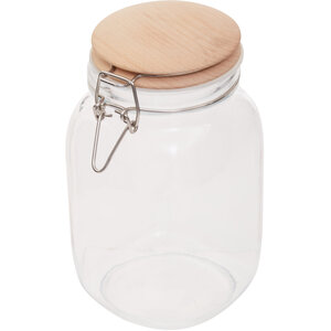 Luca Square 1550ml Glass Jar With Wooden Lid