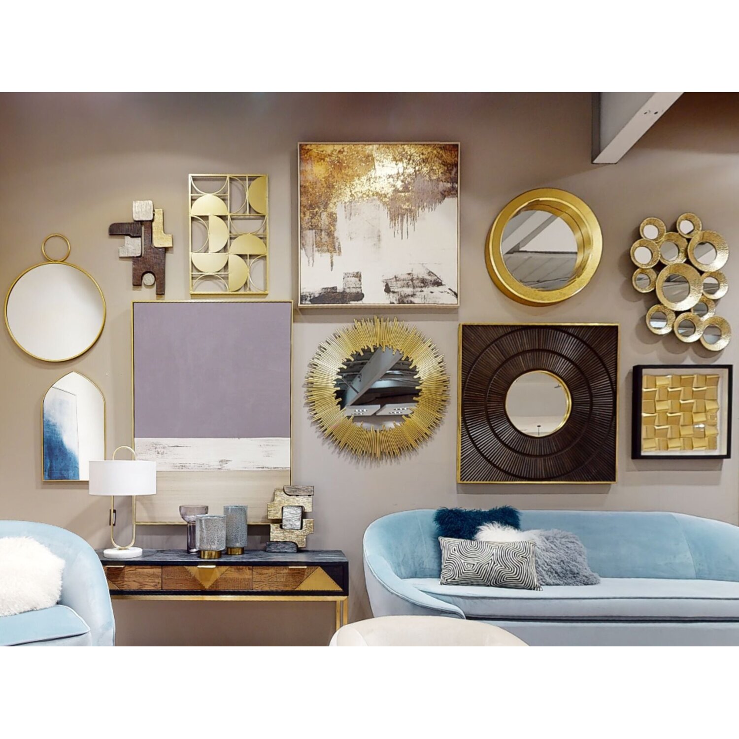 Marcia Hammered Silver Wall Mirror - Gold