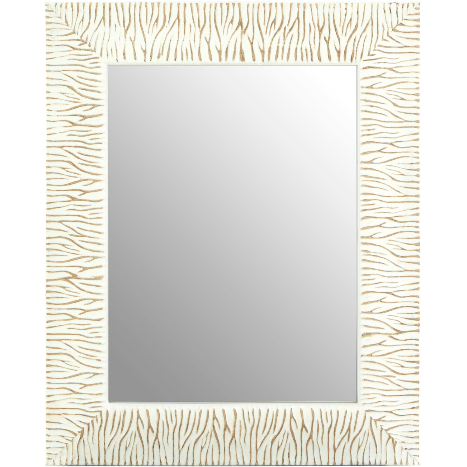 Zelma Antique White And Brush Gold Wall Mirror - White
