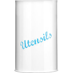 White and Blue Utensil Canister