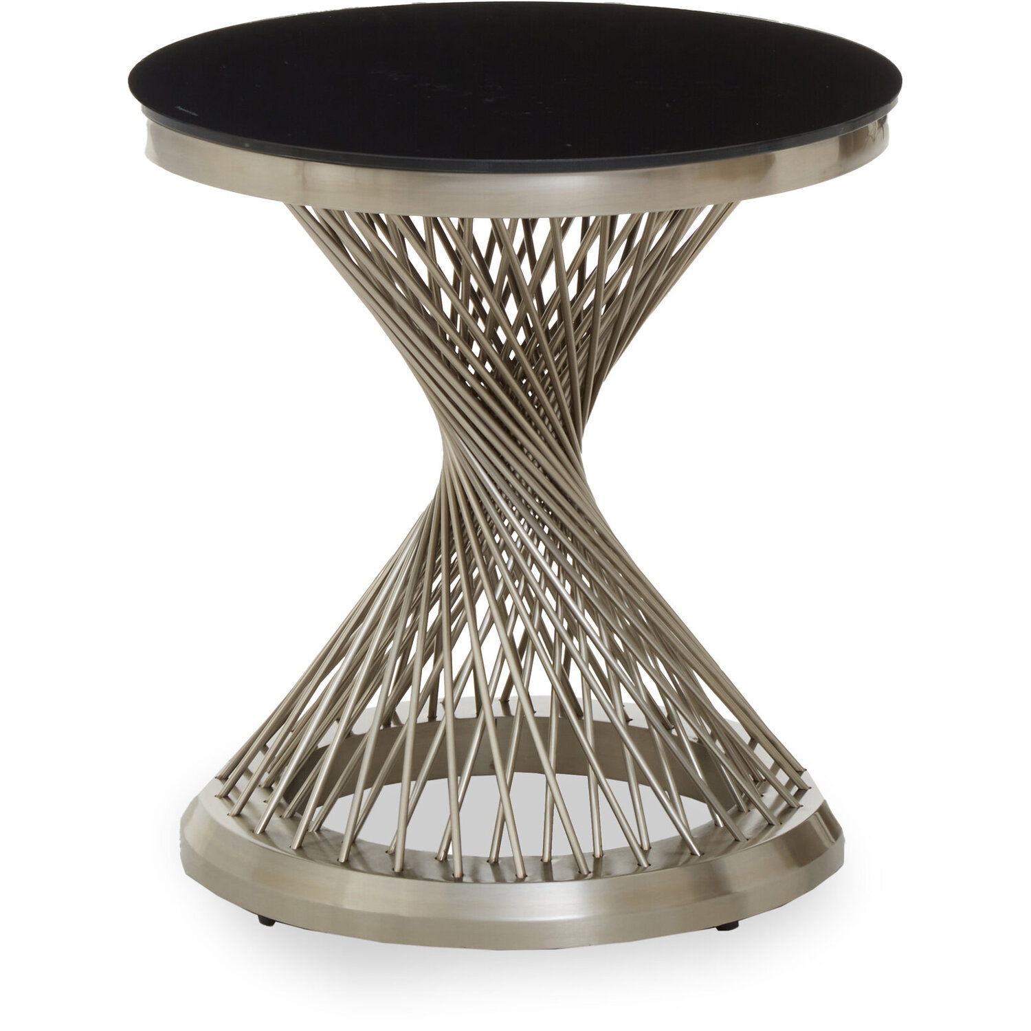 Anzio Hourglass Side Table with Silver Base - Black