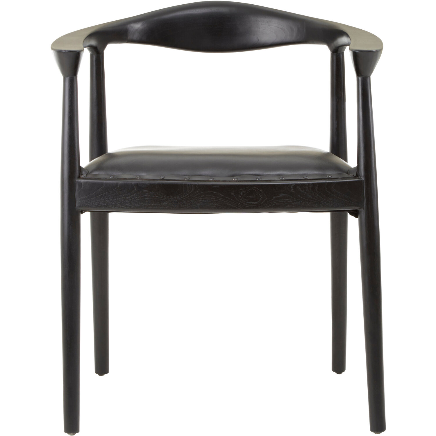 Kendari Black Leather and Teak Wood Chair - Black