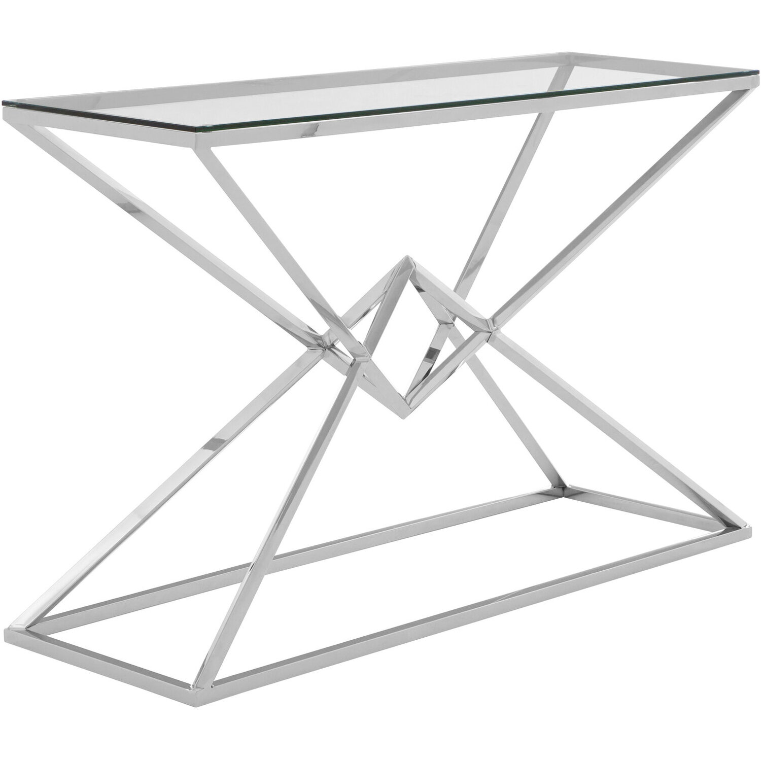 Allure Tempered Glass Rectangular Console Table - Silver