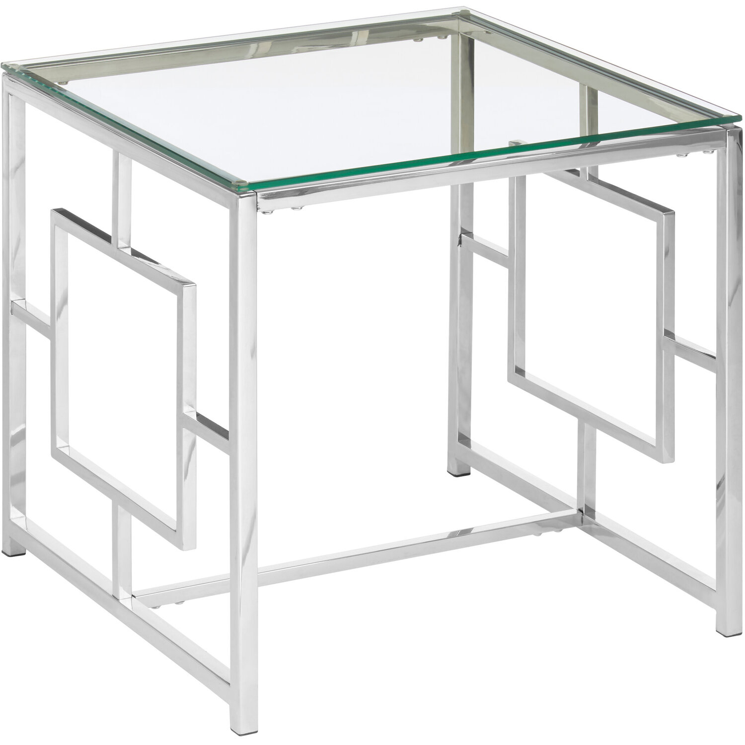 Allure Clear Glass And Silver Base End Table - Silver