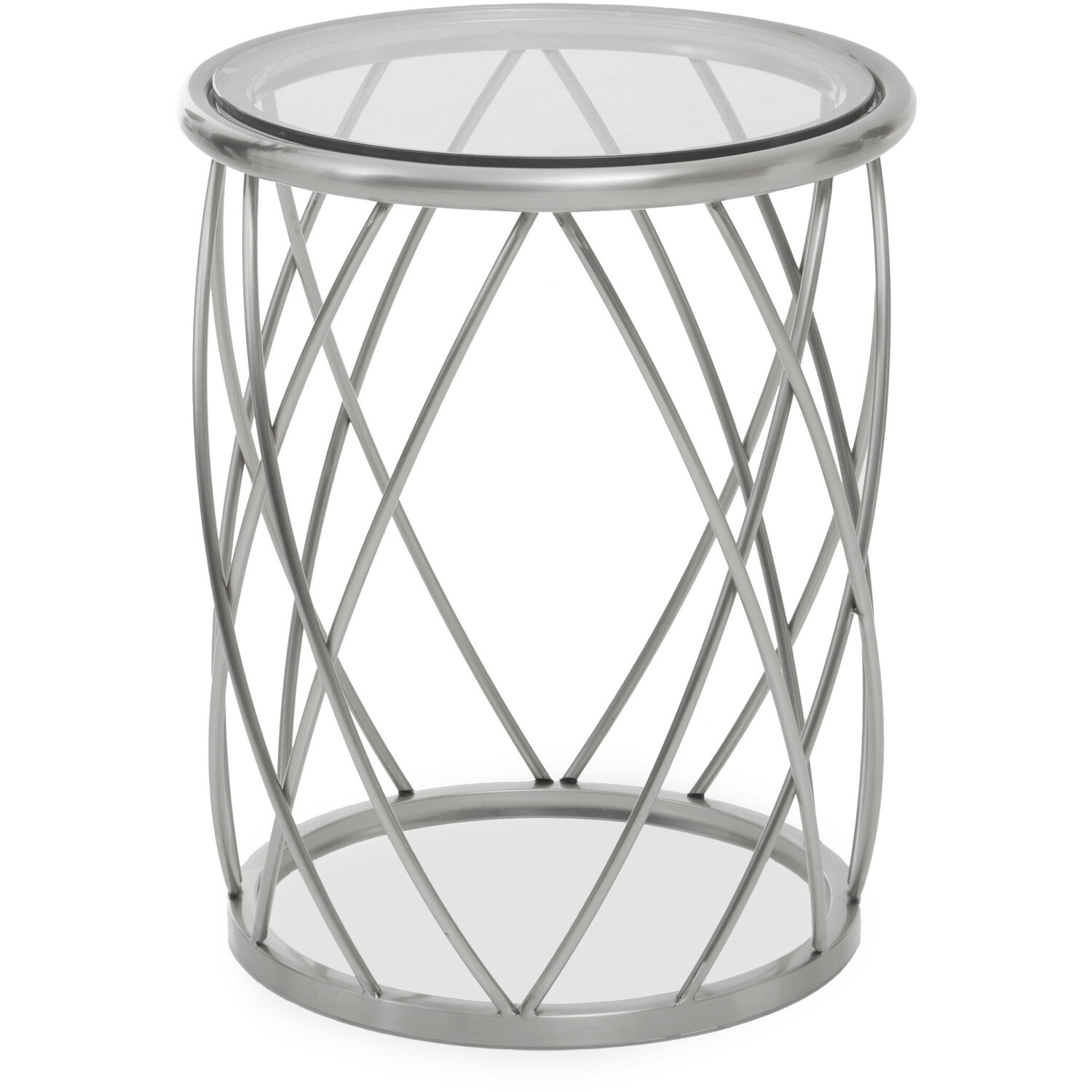 Interiors By Premier Ackley Silver Round Side Table With Clear Glass - Silver