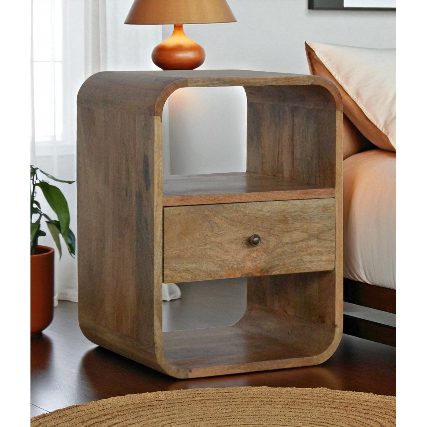Solid Wood London Bedside - Brown