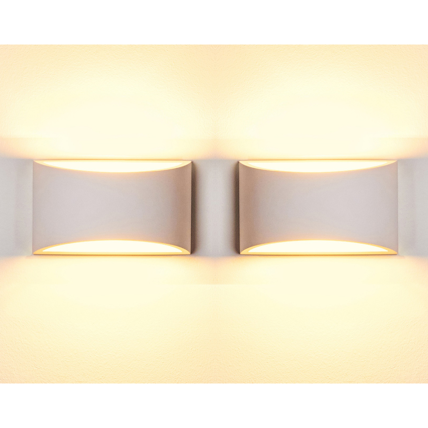 B&Q -  Pack Of 2 White Art Deco Medium Plaster Indoor Wall Light (12 X 20 X 8.5Cm) - Image 3