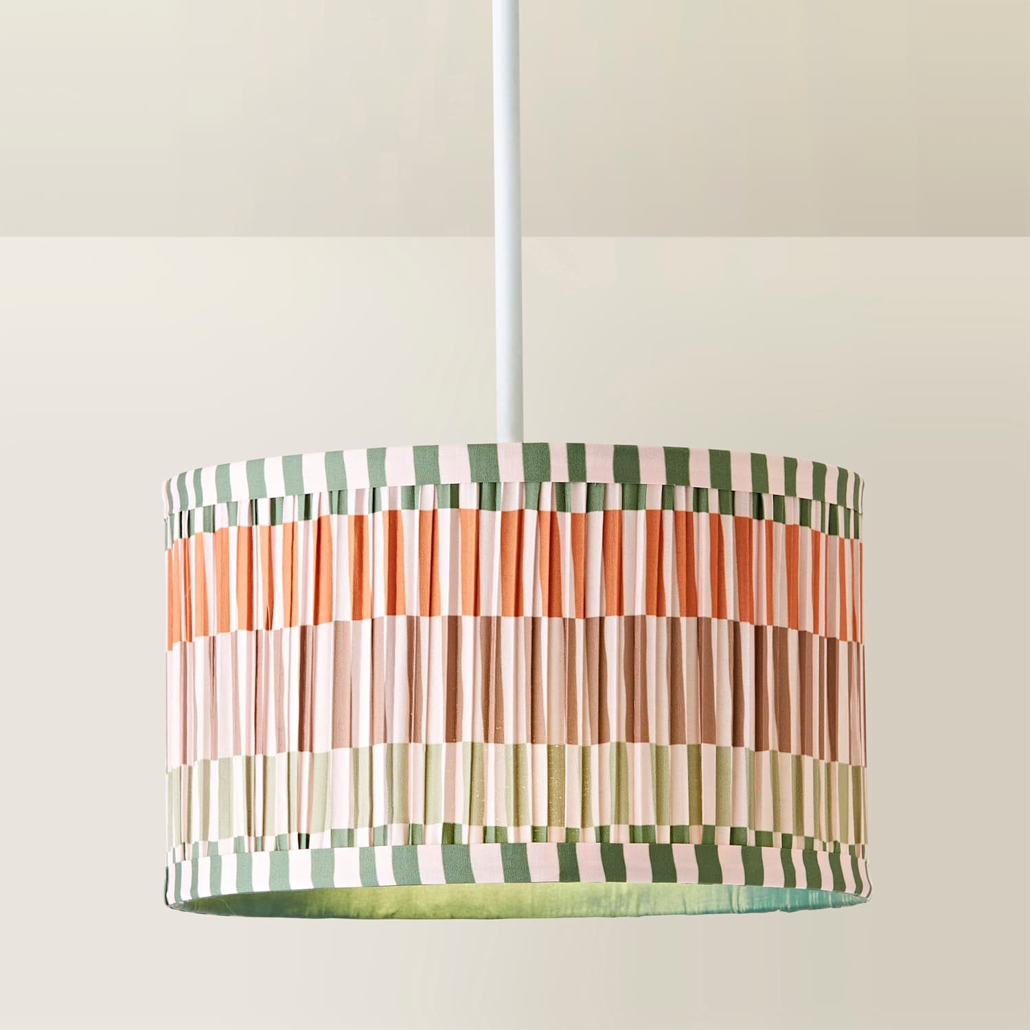 ValueLights Rae Pleated Stripe Multicolour Drum Easy Fit Light Lamp Shade & Bulb | Size: Small - Image 5