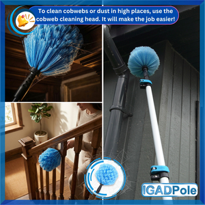 IGADPole Telescopic Dusting and Window Cleaning Set with Squeegee and 3 Duster Attachments