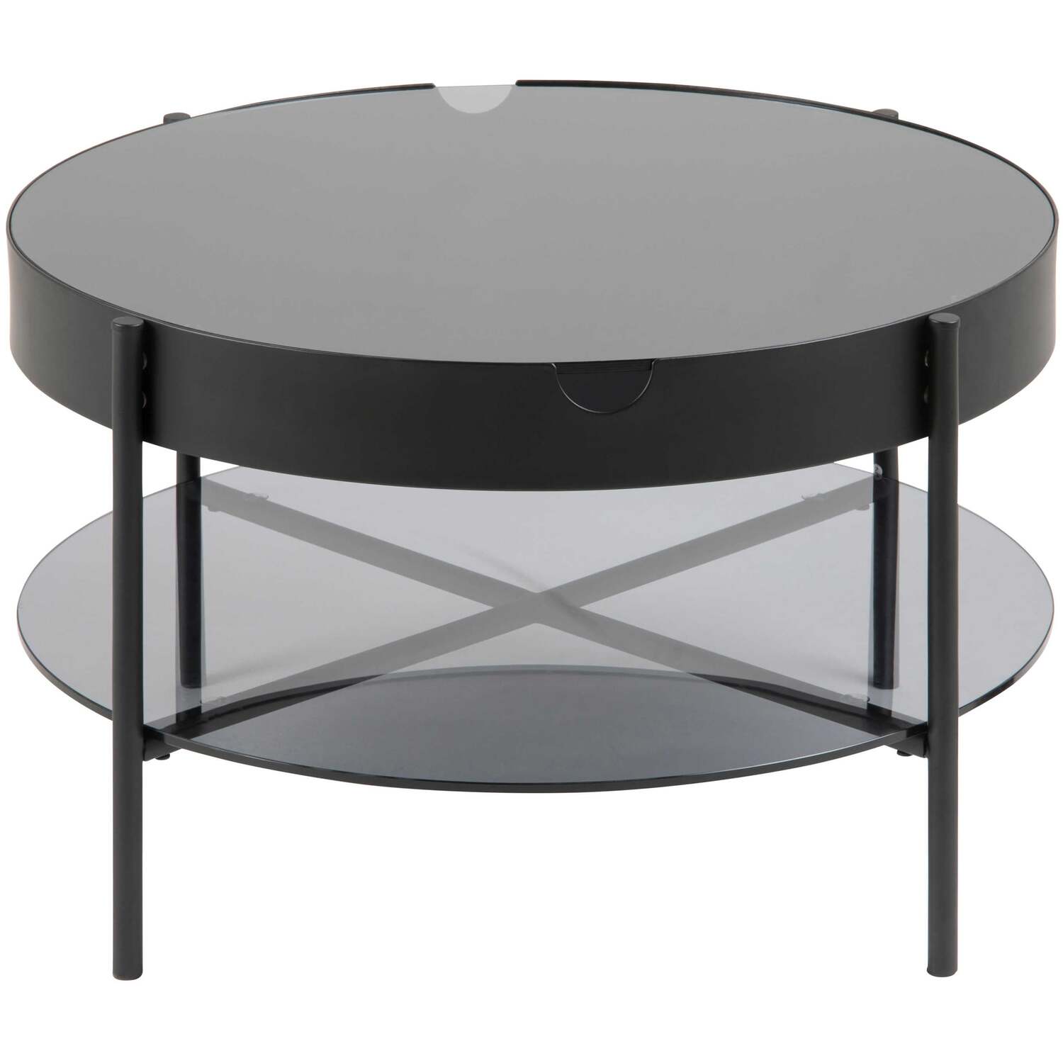 Tampere Round Coffee Table Gloss Frame With Glass Lift Top - Black