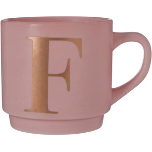 Signet Pink Monogram Mug, F