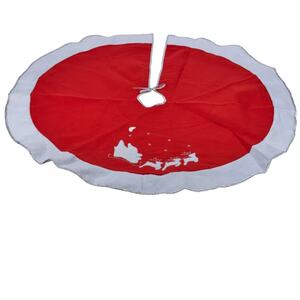 120cm Santa & Reindeer Christmas Tree Skirt - White