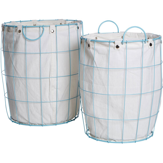 Harga Set Of Two Round Blue Wire Laundry Baskets