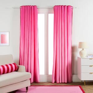 OHS Piped Edge Velvet Eyelet Curtains