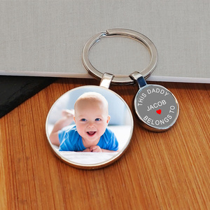 Personalised This Daddy Belongs To Charm Photo Upload Key Ring