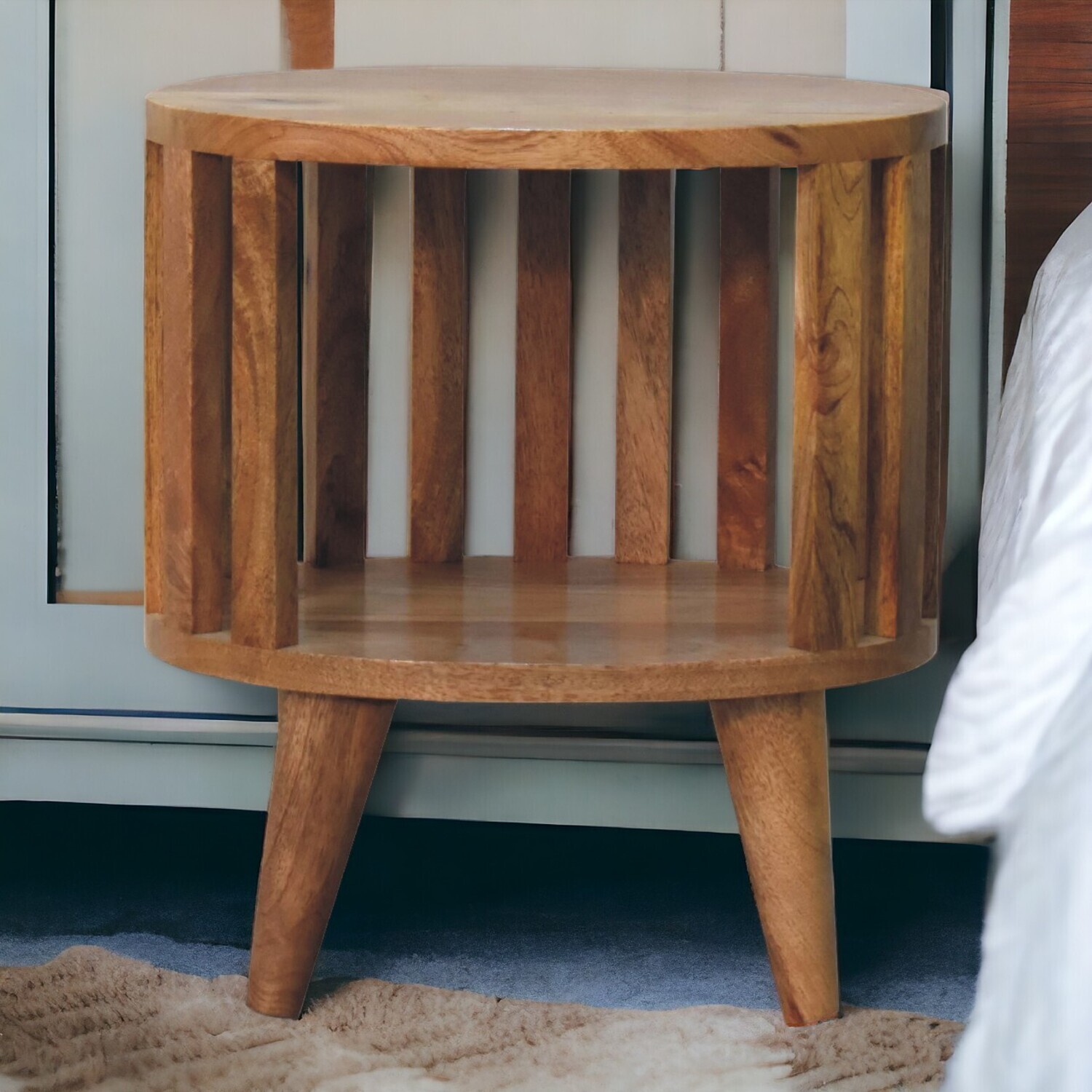 Artisan Furniture Solid Wood Ariella Single Shelf Bedside - Brown