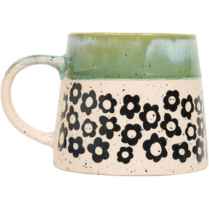 Green Floral Reactive Glaze Mug